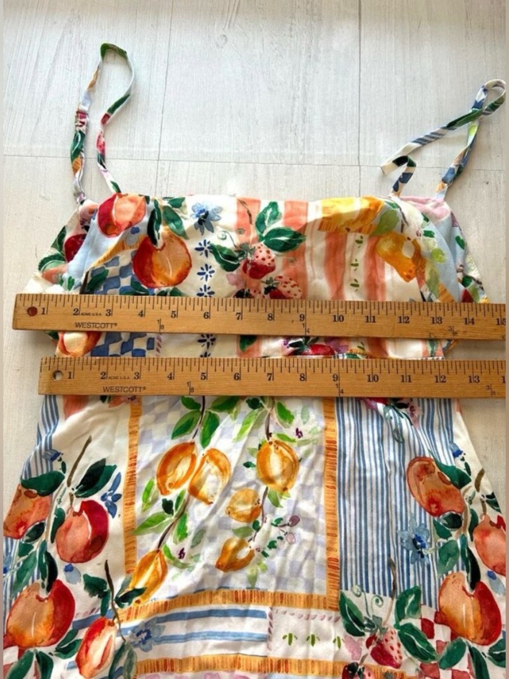 Paper Heart Anthropologie Colorful Patchwork Fruit Pattern Maxi Dress - Picture 8 of 9